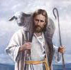 A modern, idealised, representation of Christ as the Good shepherd