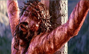 an image from a film depicting the crucifiction - a favourite of bothy ardent Christians and ardent sadomasochists