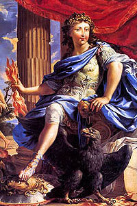 King Louis XIV, the Sun King, as Jupiter, complete with thunderbolts