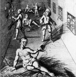 A viewing room in Bedlam - note the spectators behind the windows on the right
