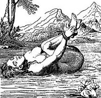 Ordeal by water in the seventeenth century - a woman is rejected by the element of water, and will therefore be executed
