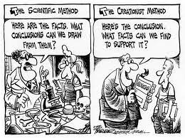 A cartoon pointing up the essential difference between science and faith