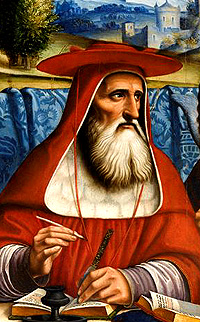 Jerome is often depicted as a cardinal, though cardinals would not be invented for many centuries to come