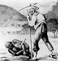 A slave being tortured and beaten, Brazil, c1843