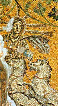 This mosaic, found beneath St Peter's Basilica in the Vatican, shows Jesus, but the image is identical to the conventional represation of Sol Invictus