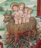 The fictitious martyrdom of Saint Eustace, along with with his wife and two children