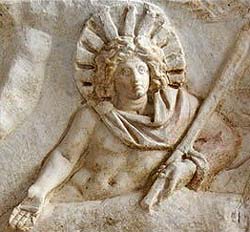 Mithras with his aureole, later adopted by Jesus Christ Mithras with his aureole, later adopted by Jesus Christ